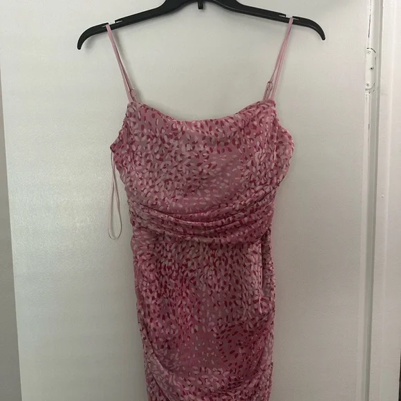 Express Pink Midi Dress with Spaghetti Straps - Picture 2 of 5